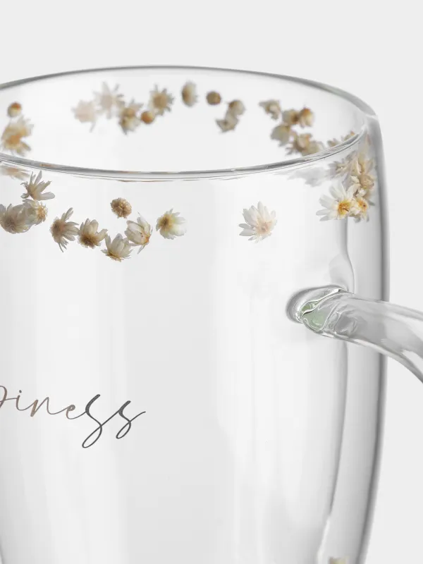 Кружка, 440 мл, стекло Б, с сухоцветами внутри, Цветы, Air decor, image-3
