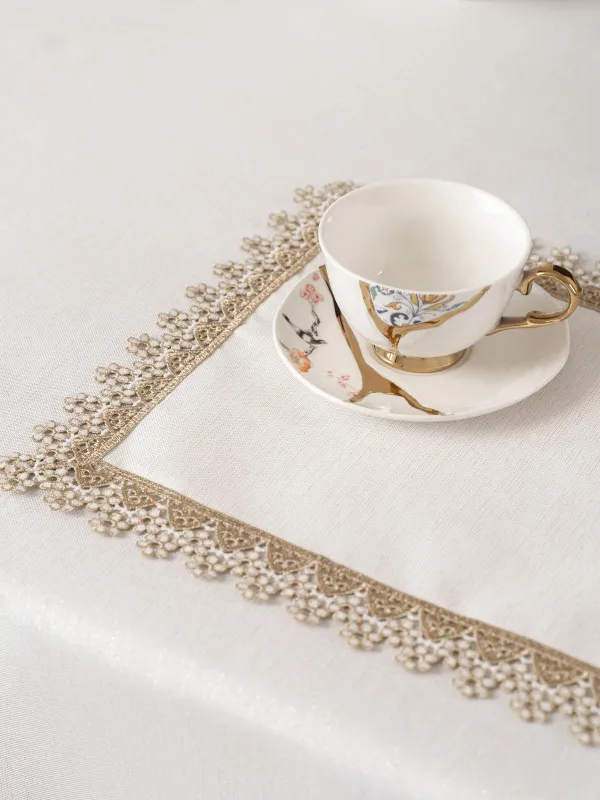 Салфетка под приборы, 30х45 см, Flower lace gold, image-3