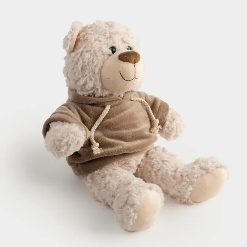 Ойыншық, 35 см, жұмсақ, сүт түстес, Худи киген аю, Bear, image-3