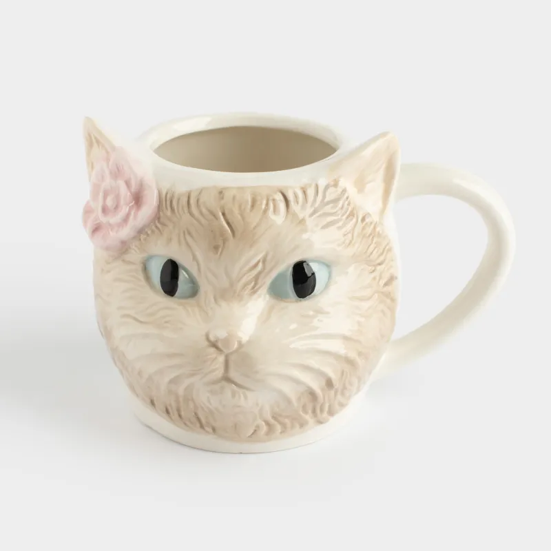 Кружка, 480 мл, керамика D, молочно-бежевая, Кот, Cat, image-0