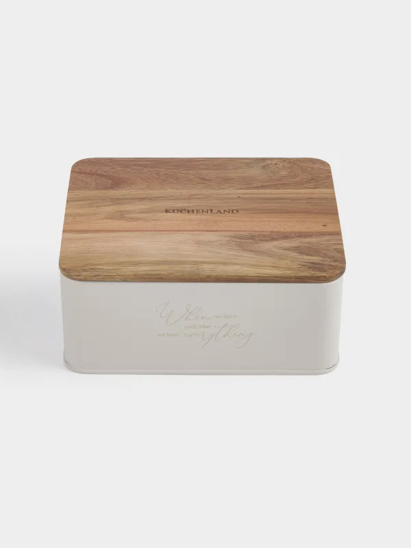 Коробка для чая, 18х15 см, 6 отд, металл/дерево, прямоугольная, бежевая, Ritlen, image-1