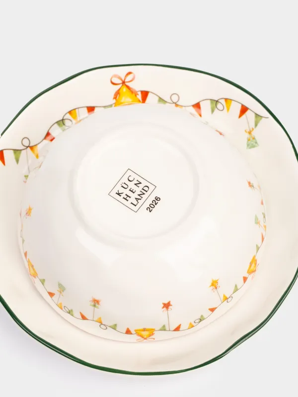 Ыдыс-аяқ жинағы, балаларға арналған, 1 адам, 3 зат, керамика, қызыл-жасыл, Шырша жанындағы аю, Christmas friends, image-4