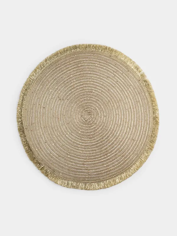 Аспаптарға арналған майлық, 38 см, шашақтары мен пайеткалары бар, полиэстер, дөңгелек, алтын, Rotary shine, image-0