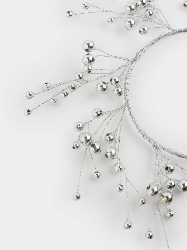 Сәндік гүл шоғы, 10/20 см, шай шамына арналған, пластик/металл, Күміс моншақтар, Balls decor, image-3