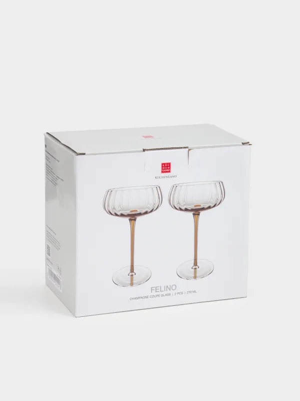 Бокал-креманка для шампанского, 270 мл, 2 шт, стекло, коричневый градиент, Felino, image-4