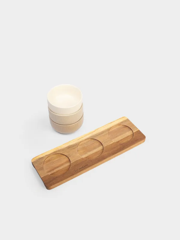 Жеңіл тағамдар жиынтығы, 3 зат, түпқоймада, керамика/ағаш, аралас, қырлы тостағандар, Noble tree, image-6