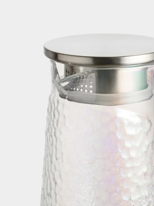 Құмыра, 1,2 л, сүзгі қақпағы, пайдаланылған шыны/болат, меруерт, Ripply polar, image-4