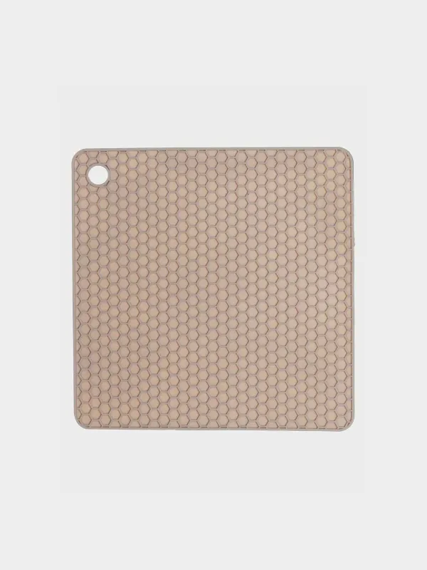 Подставка-прихватка для горячего, 17x17 см, квадратная, силикон, бежевая, Soft kitchen, image-0