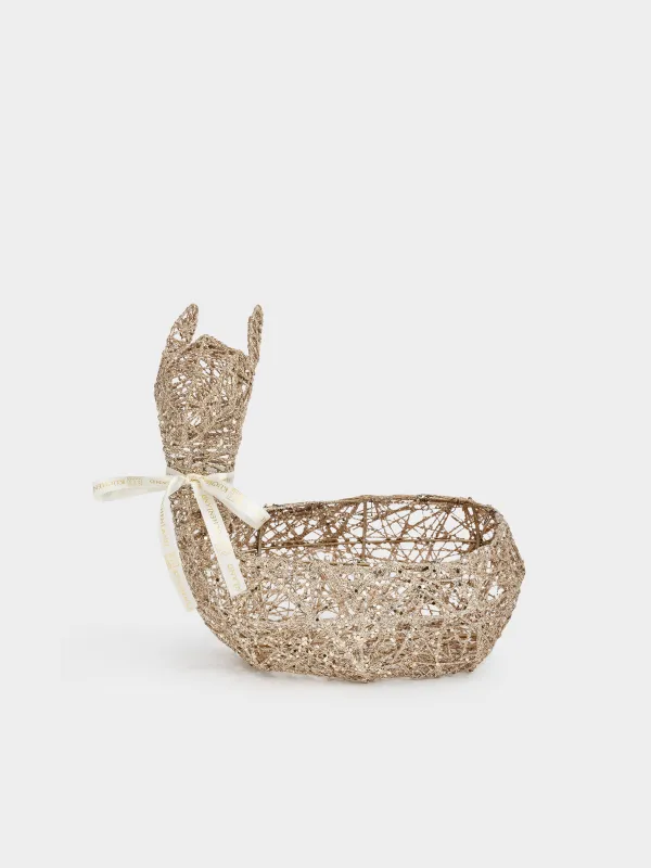 Корзина декоративная, 24x30 см, полиэстер/металл, шампань, Олень с бантиком, Deer sparks, image-0
