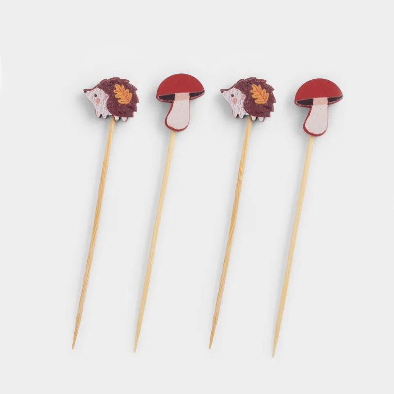 Канапе таяқшасы, 9 см, 20 дана, бамбук, қоңыр, кірпі/саңырауқұлақ, Elegant details