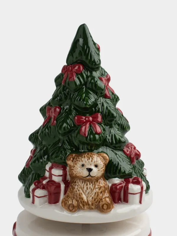 Мүсінше, музыкалық, 15 см, бұрамалы, керамика, Шырша жанындағы аю мен жылқы, Christmas traditions, image-1