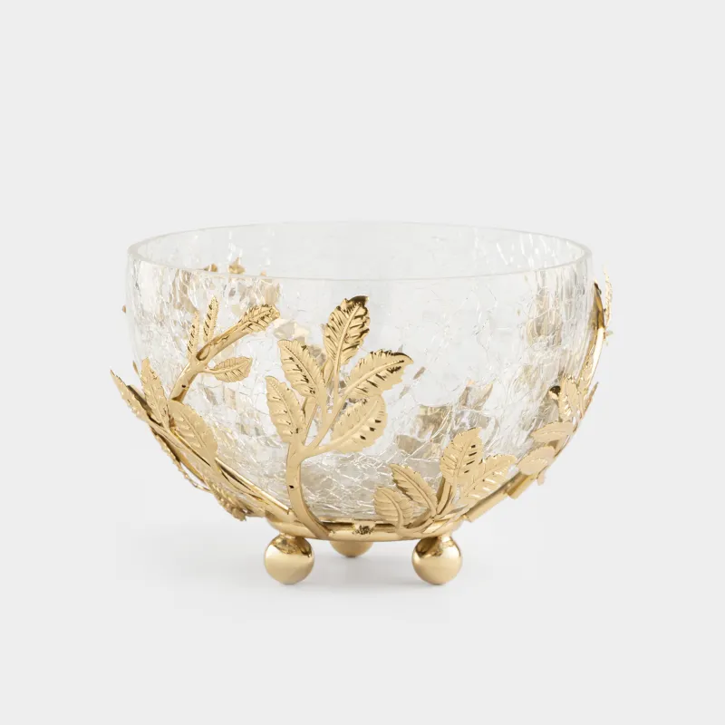 Блюдо глубокое, 16х8 см, стекло/металл, Fantastic gold