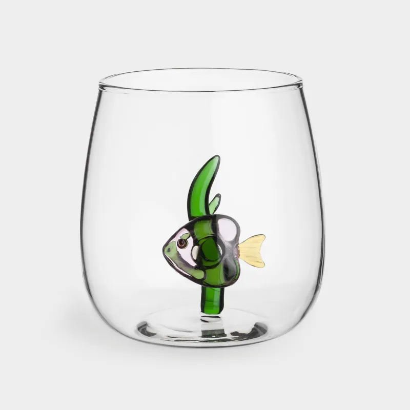 Стакан, 9 см, 400 мл, стекло, Рыбка, Shape