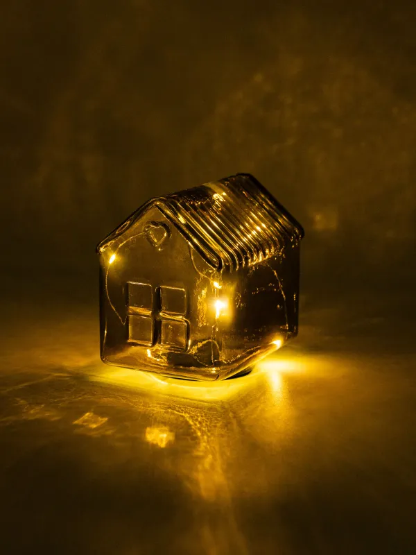 Сәндік шам, 12х12 см, шыны, қоңыр, Үй, House shape, image-4