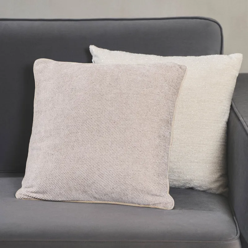 Сәндік жастық, 45х45 см, жаккард/барқыт, ақ-сұр, Aspect