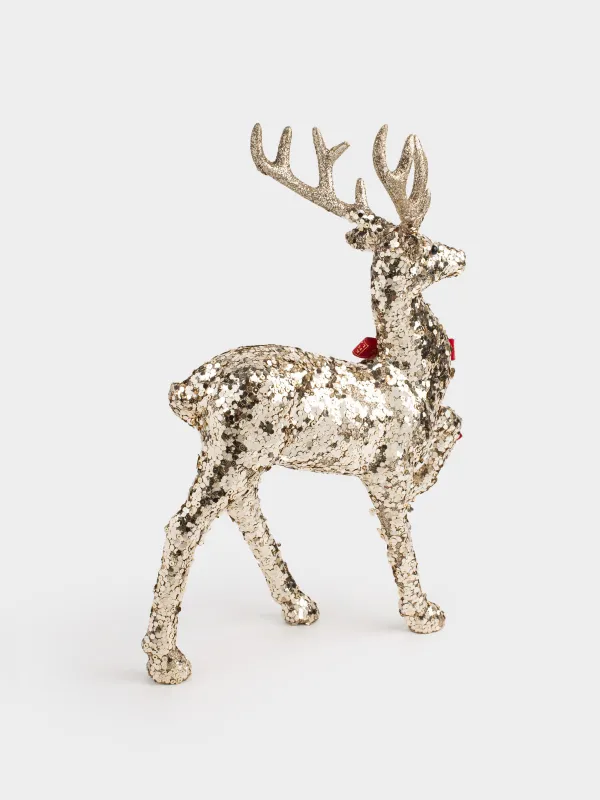 Мүсінше, 31 см, пластик, шампан, Қою қызыл бантигі бар бұғы, Deer sparks, image-3