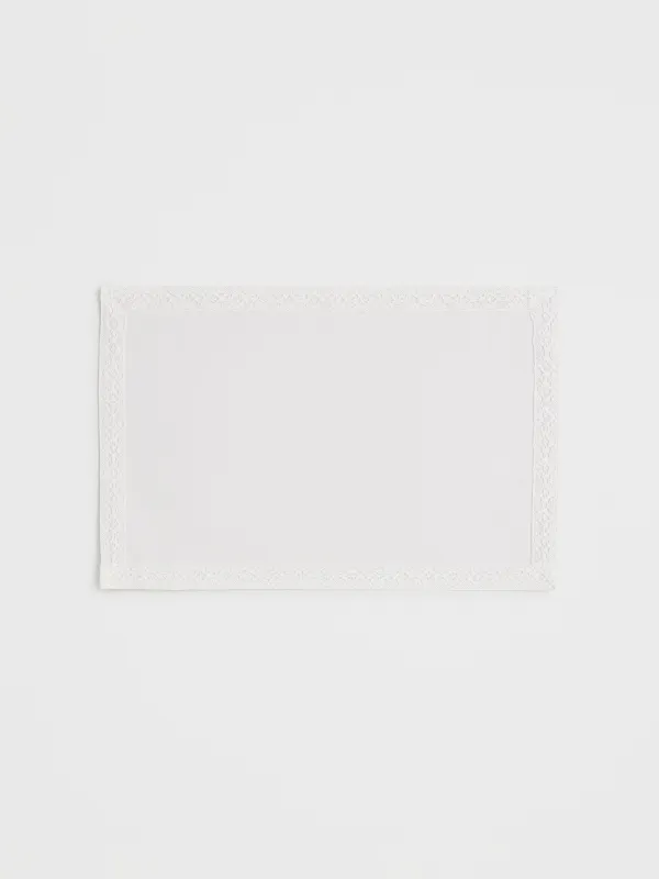 Аспаптарға арналған майлық, 30х45 см, PU жабыны бар, полиэстер/вискоза/зығыр, ақ, шілтер, Comely lace, image-0