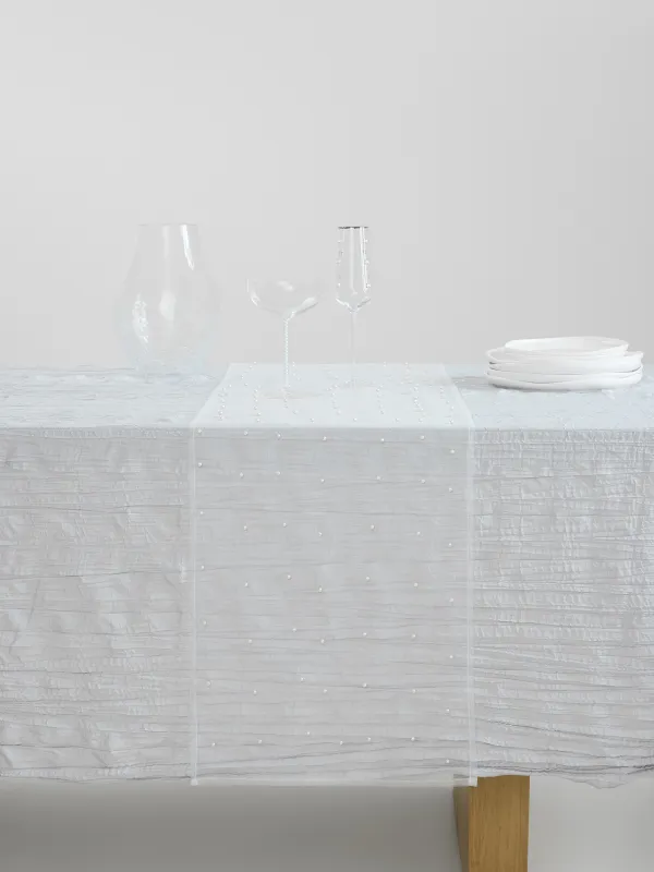 Үстел төсеніші, 40х160 см, полиэстер/пластик, ақ, Інжулер, Pearl Antarctica, image-1