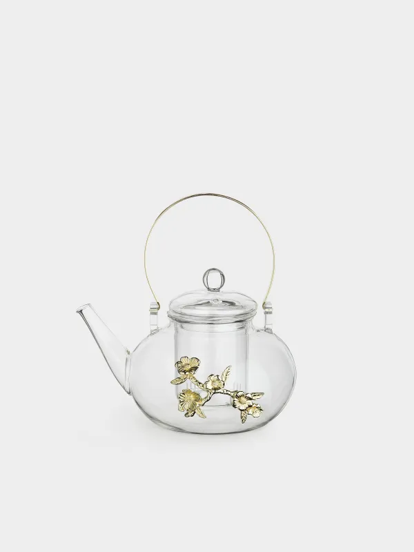 Шайнек, 900 мл, металлдан жасалған шыны, Алтын түсті гүлдер, Lux elements, image-0