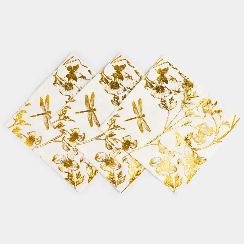 Қағаз майлықтар, 33х33 см, 20 дана, шаршы, ақ, Гүлдер, Flower garden, image-2