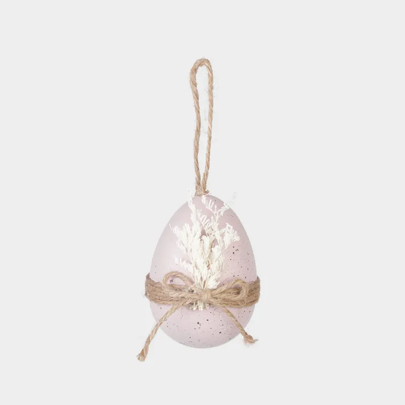 Подвеска декоративная, 8 см, пластик, розовая, с сухоцветами, Яйцо, Natural Easter
