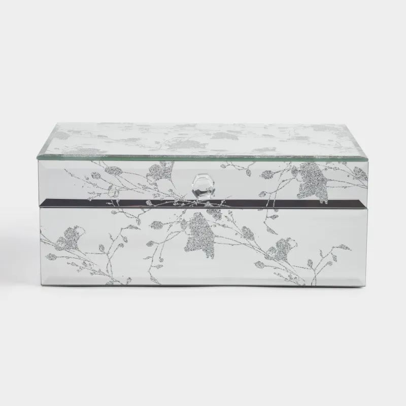 Шкатулка для украшений, 21x13 см, стекло, зеркальная, Ветви, Glossy, image-1