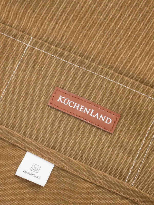 Алжапқыш, 58х78 см, қалталары бар, ұстағышы бар, брезент/жасанды былғары, қоңыр, BBQ, image-5