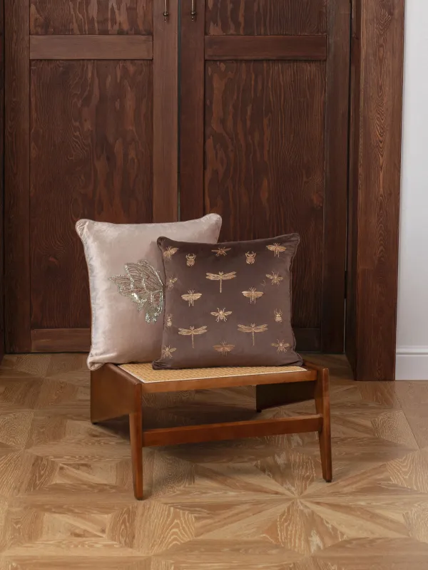 Сәндік жастық, 45х45 см, барқыт, қоңыр, Қоңыздар, Bugs, image-3