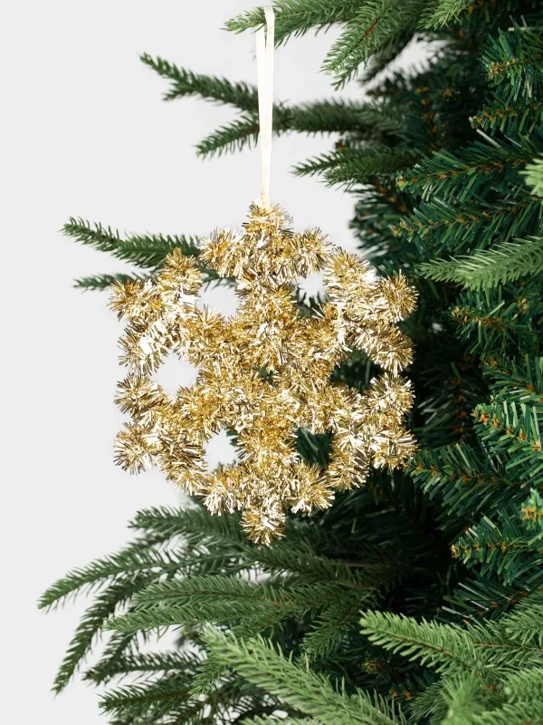 Игрушка елочная, 17 см, мишура/пластик, шампань, Снежинка, Tinsel christmas, image-1