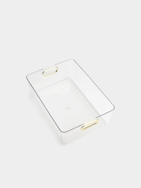 Ящик-органайзер, 29х20х10 см, хозяйственный, с золотистыми ручками, пластик, Order, image-2