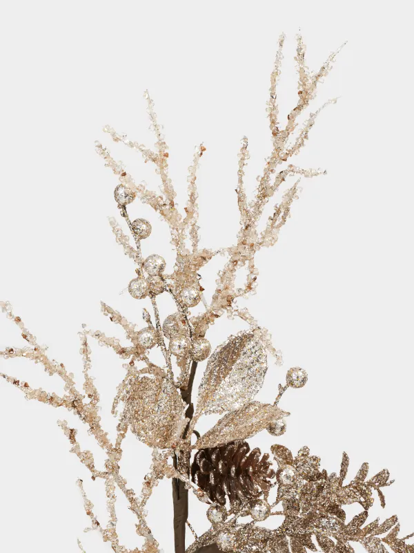 Ветка декоративная, 70 см, Золотистая ель с гранатом, Sparkle decor, image-4