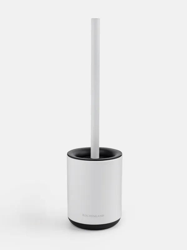 Дәретхана щеткасы, 38 см, стендпен, резеңке / металл, АҚ және қара, Веста, image-0