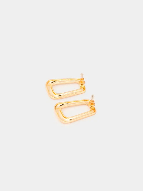 Пусет сырғалары, 3 см, 2 дана, металл, алтын түстес, Геометрия, Jewelry, image-1