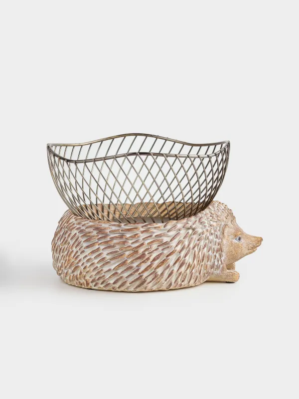 Жеміс себеті, 25х20 см, металл/полирезин, алтын сарғылт-қоңыр, Кірпі, Twist gold, image-3