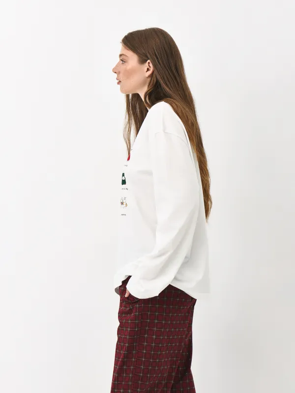 Әйелдерге арналған лонгслив, өлшемі S, мақта, сүт түстес, Жаңа жылдық тілектер тізімі, Limva, image-3