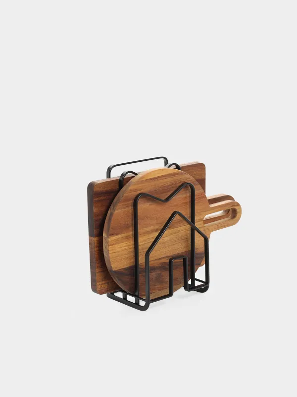 Кесу тақталары мен қақпақтарын ұйымдастырушы стенд, 21x12 см, 3 PD, металл, қара, үй, Twist black, image-2