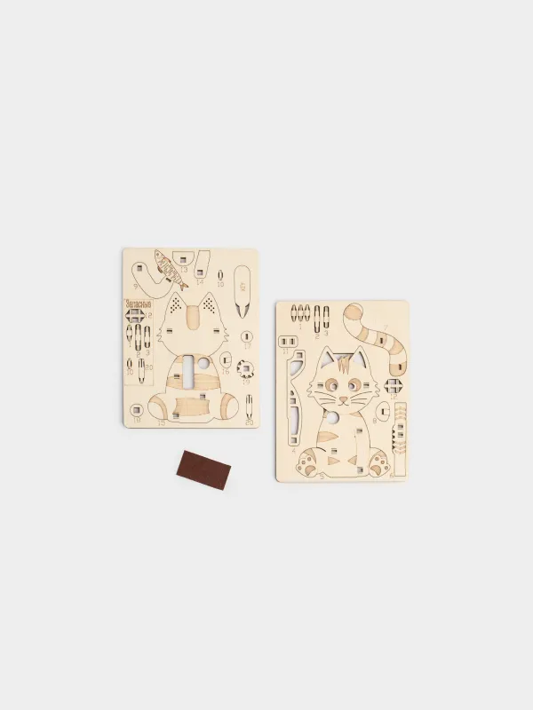 Шығармашылық жиынтығы, 10х8 см, 3D-конструктор, ағаш, Мысық, Cat, image-4