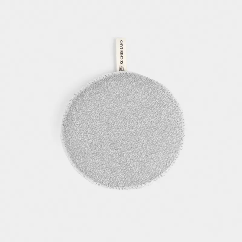 Мочалка-губка для мытья лица и тела, 13 см, с держателем, нейлон/хлопок, серая, Unique spa