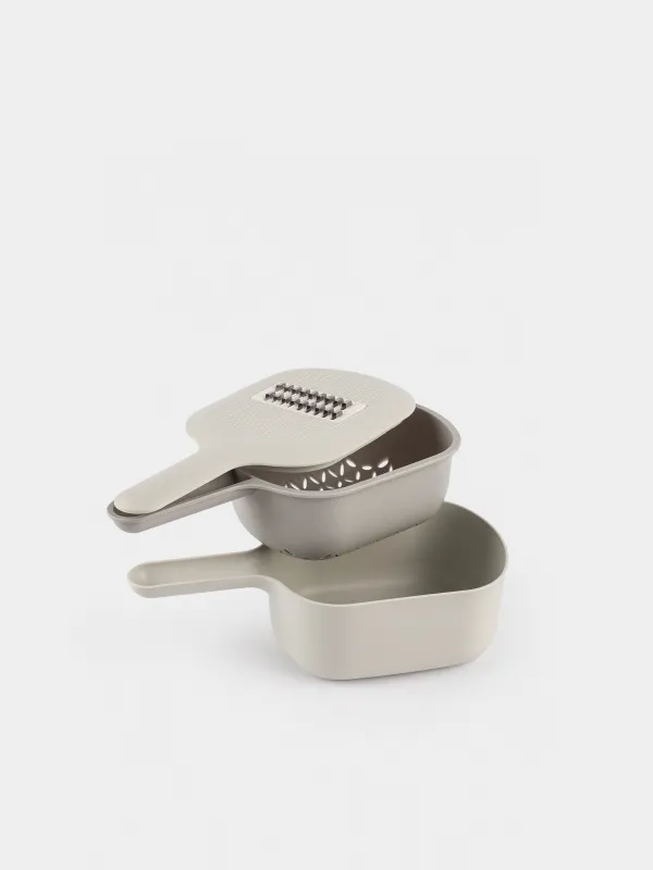 Терка, 29х14 см, 4 насадки, с контейнером, с ручкой, пластик/сталь, серая, Matto, image-3