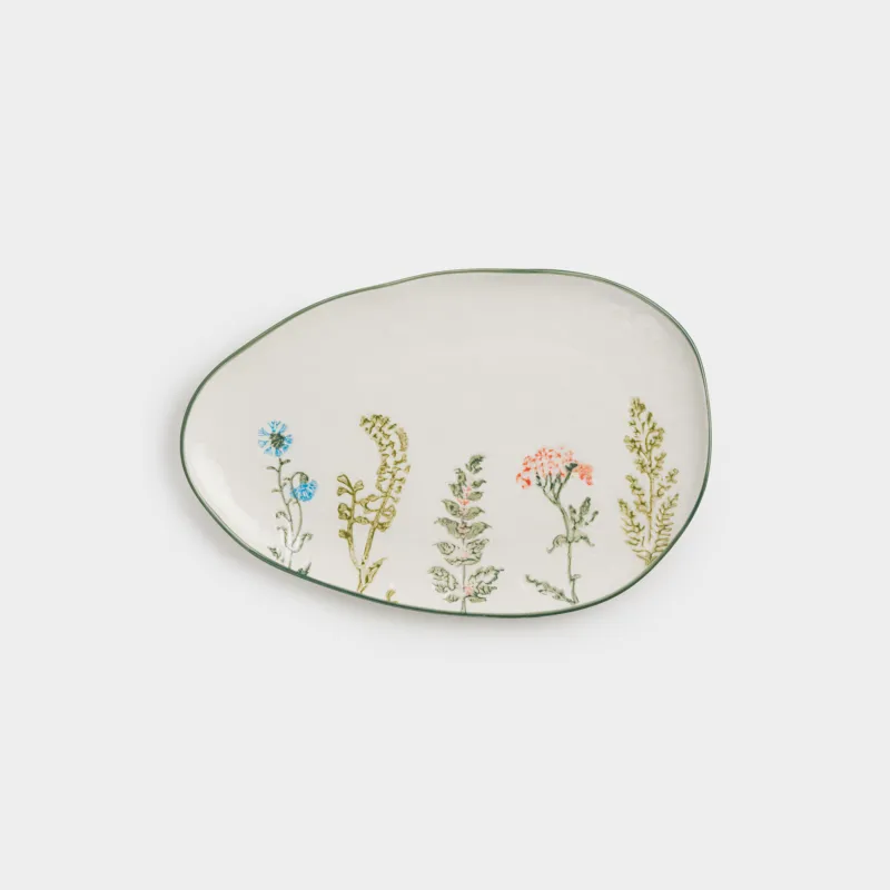 Ыдыс, 32x21 см, фарфор N, сүт түстес, Кракелюрдегі шалғынды гүлдер, Floral meadow