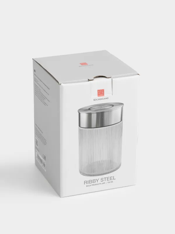 Сусымалы өнімдерге арналған құты, 700 мл, вакуумдық қақпағы бар, шыны Б/болат, Ribby steel, image-4