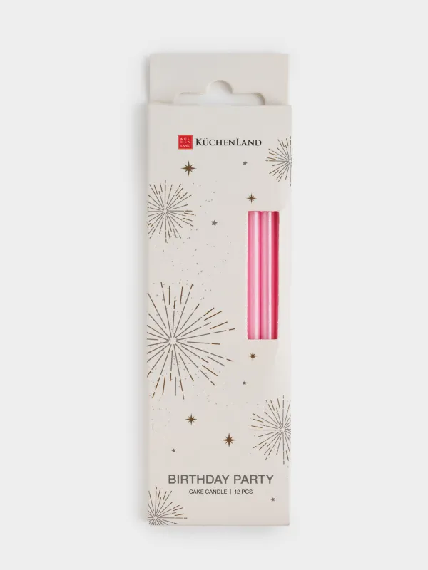 Тортқа арналған шам, 10 см, 12 дана, жіңішке, қызғылт, туған күн кеші, image-5