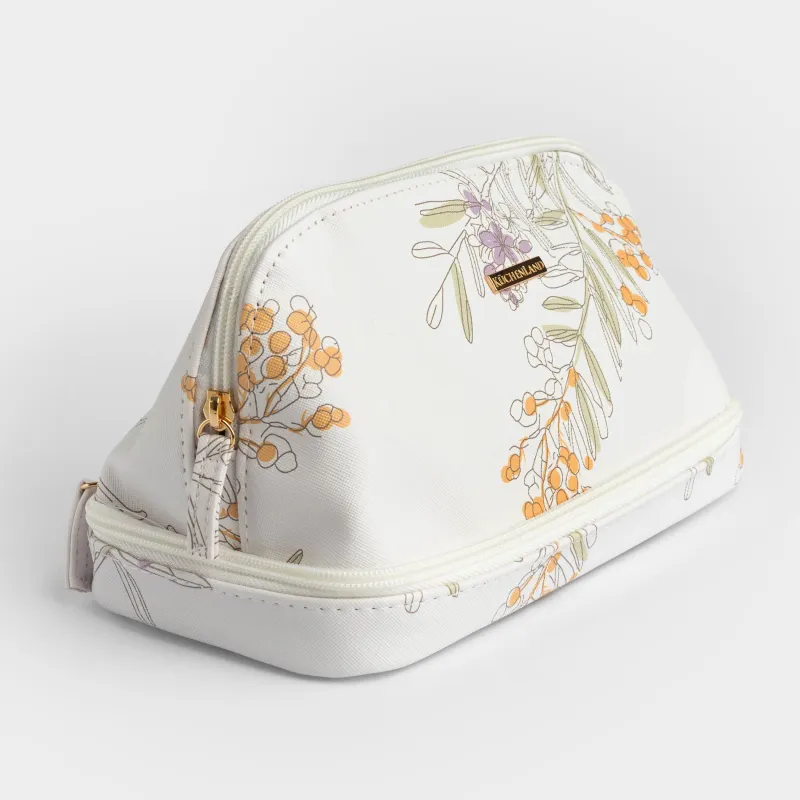 Косметичка, 24х13 см, с нижним отделением, полиуретан, белая, Мимоза, Isadora, image-2