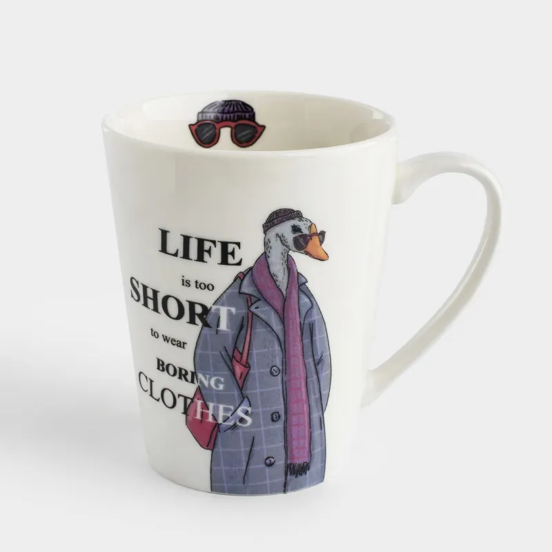 Кружка, 420 мл, фарфор N, белая, Гусь в пальто, Goose, image-0