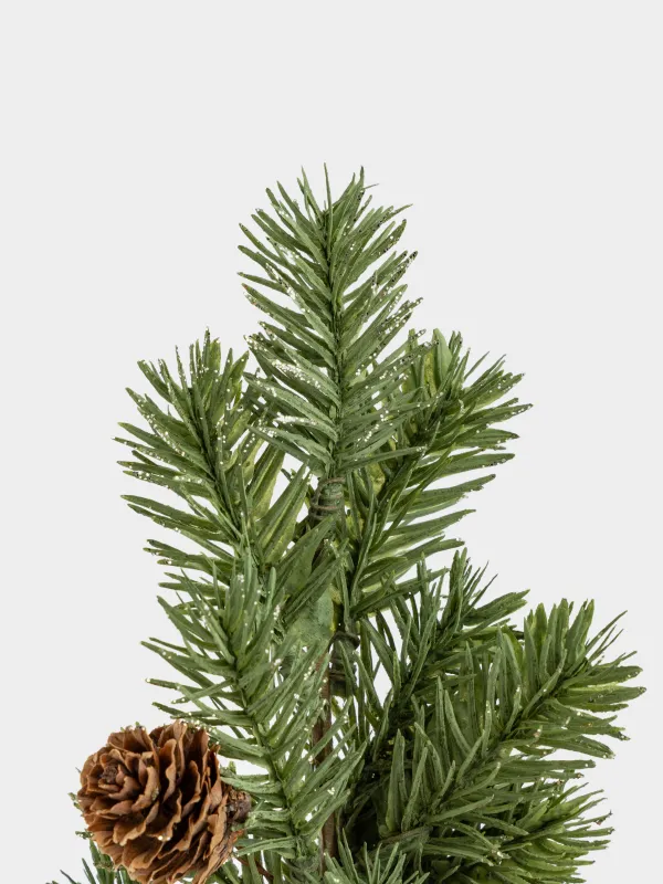 Сәндік композиция, 25 см, крафтта, пластик, шампан, конусы бар инелер, Conifer champagne, image-1
