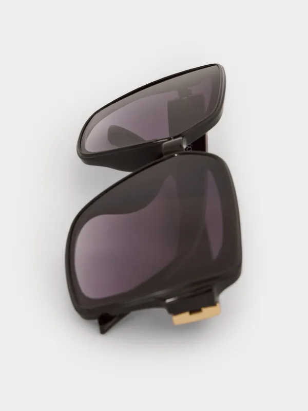 Очки солнцезащитные, пластик, квадратные, черные, Nifty, image-2