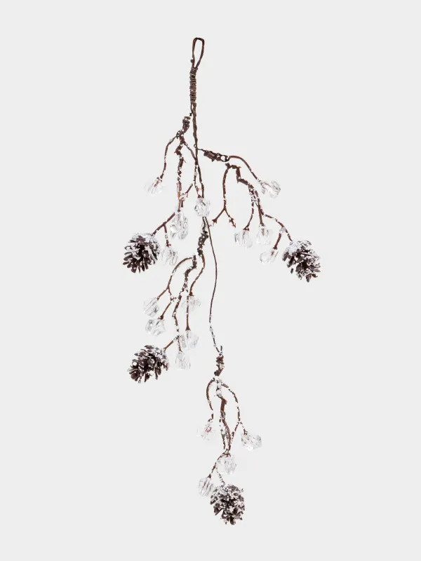 Сәндік әшекей, 35 см, аспалы, акрил/пластик, Кристалдары бар шырша бүршіктері, Crystal sparkle, image-0