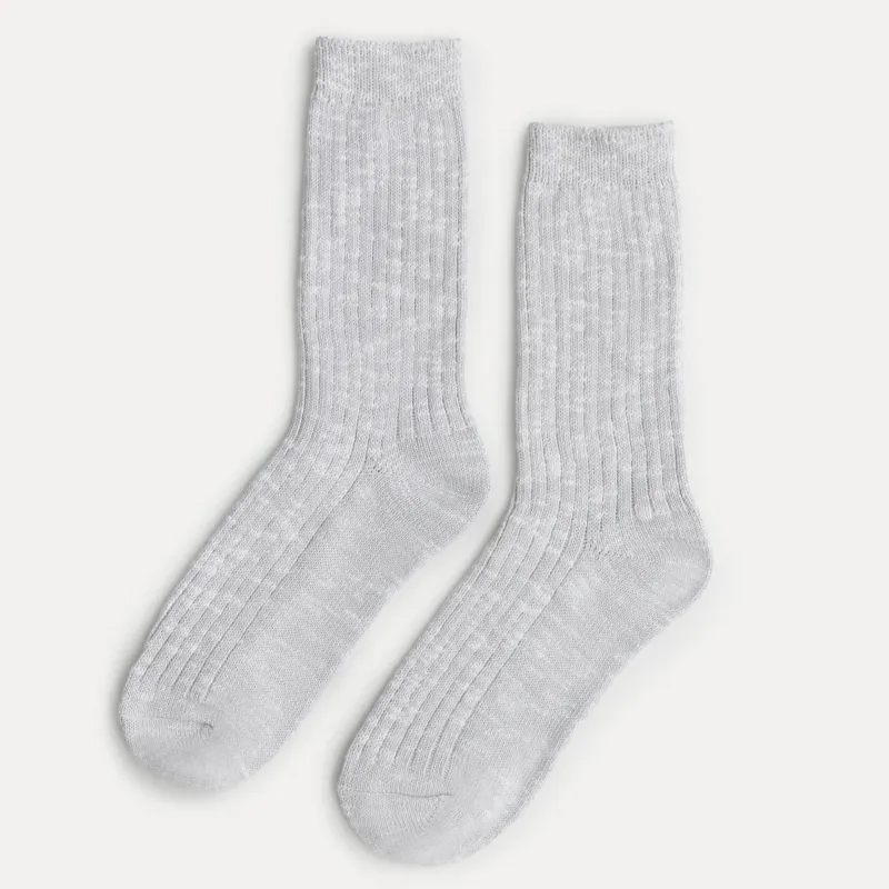 Носки женские, в рубчик, светло-серые, Warmthy