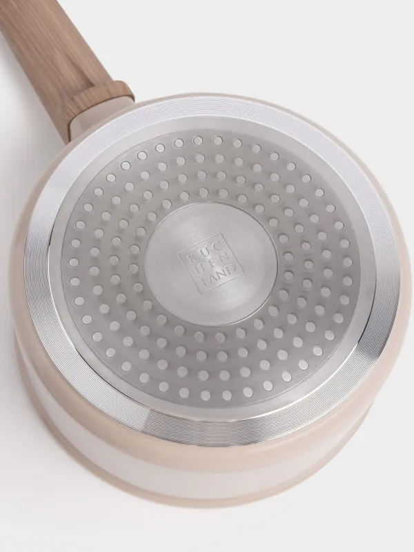 Ковш, 16 см, 1,2 л, с крышкой, с покрытием, алюминий, бежевый, Sincerity, image-4