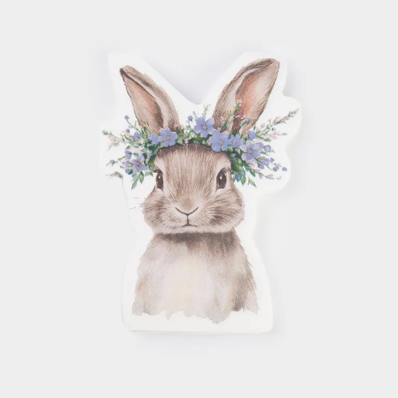 Қағаз майлықтар, 25х30 см, 20 дана, пішінді, ақ, Гүл шоқтары бар қоян, Flora Easter